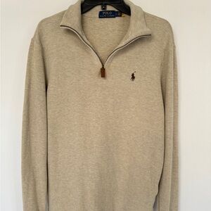 Ralph Lauren Men's Tan Zip-Up Sweater